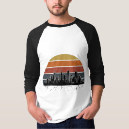 Retro 80er Stadt-Skyline Sonnenuntergang Vintage-S T-Shirt