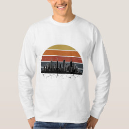 Retro 80er Stadt-Skyline Sonnenuntergang Vintage-S T-Shirt