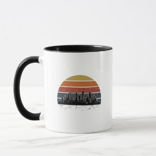 Retro 80er Stadt-Skyline Sonnenuntergang Vintage-S Tasse