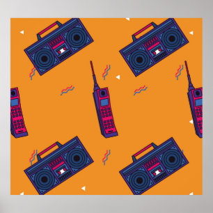 Retro 80er Stil Hintergrund, bunt. Poster