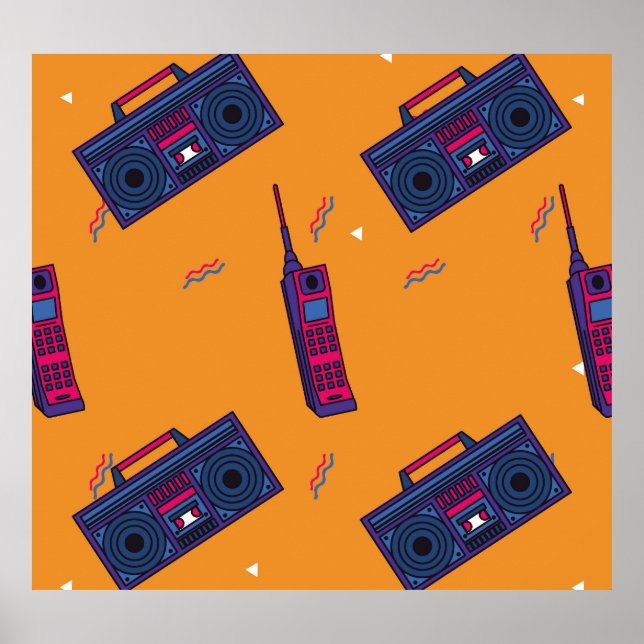 Retro 80er Stil Hintergrund, bunt. Poster (Vorne)