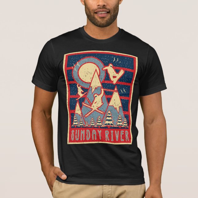 Retro 80er Sunday River Ski T-Shirt (Vorderseite)