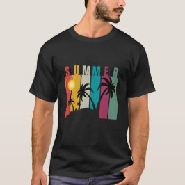 Retro 80er Sunset Palm Tree Surfing Summer Beach T-Shirt
