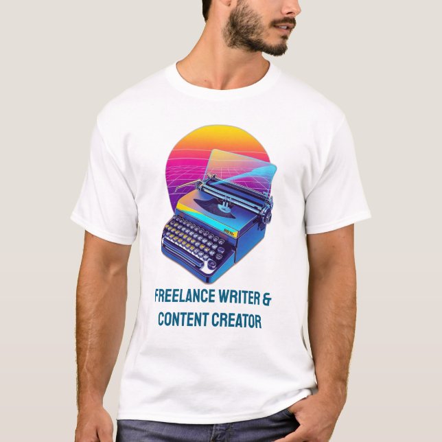 Retro 80er Synthwave Freiberuflicher Autor T-Shirt (Vorderseite)