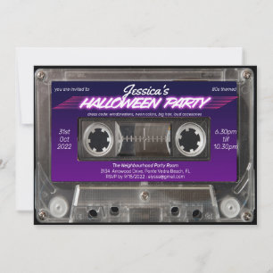 Retro 80er Themed Cassette Mixtape Halloween-Party Einladung