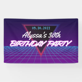 Retro 80er Themed Neon Lila Pink Birthday Party Banner