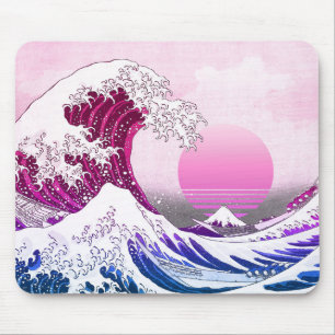 Retro 80er Vaporwave Great Wave Mousepad