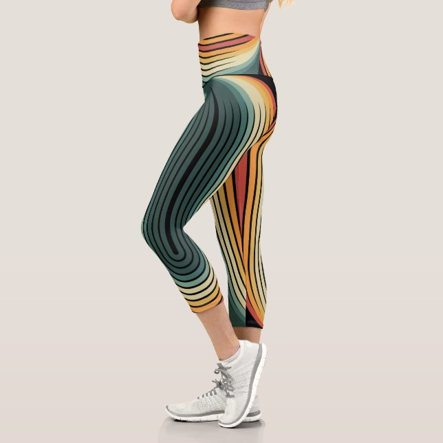 Retro 80er Vaporwave tropische Geometrie Capri Leggings (Links)