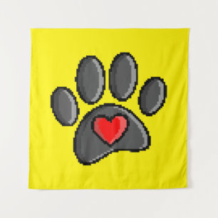Retro 80er Video Game 8 Bit Pixel Art Dog Pad Prin Wandteppich