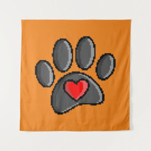 Retro 80er Video Game 8 Bit Pixel Art Dog Pad Prin Wandteppich