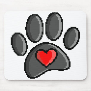 Retro 80er Video Game 8 Bit Pixel Art Dog Paw Mousepad