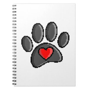Retro 80er Video Game 8 Bit Pixel Art Dog Paw Notizblock