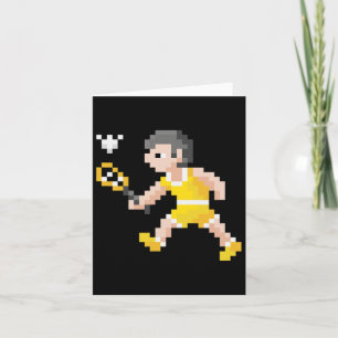 Retro 80er Video Game Pixel Art Badminton Player Karte