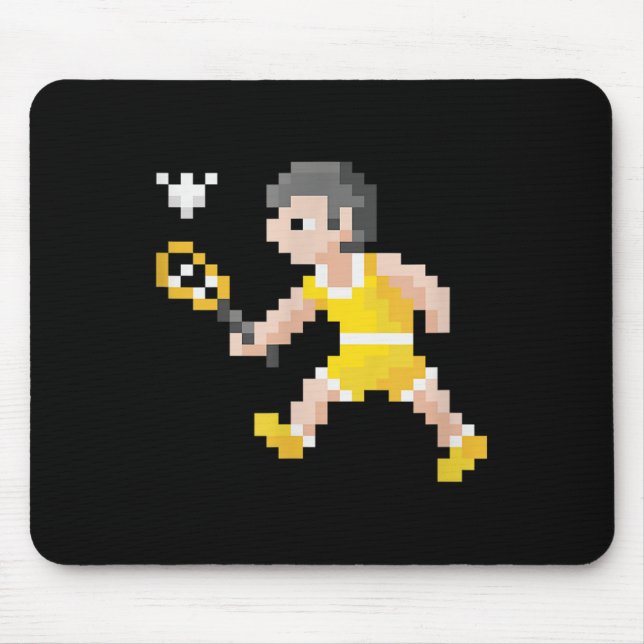 Retro-80er-Videospiel-Pixel-Art-Badminton-Spieler  Mousepad (Vorne)