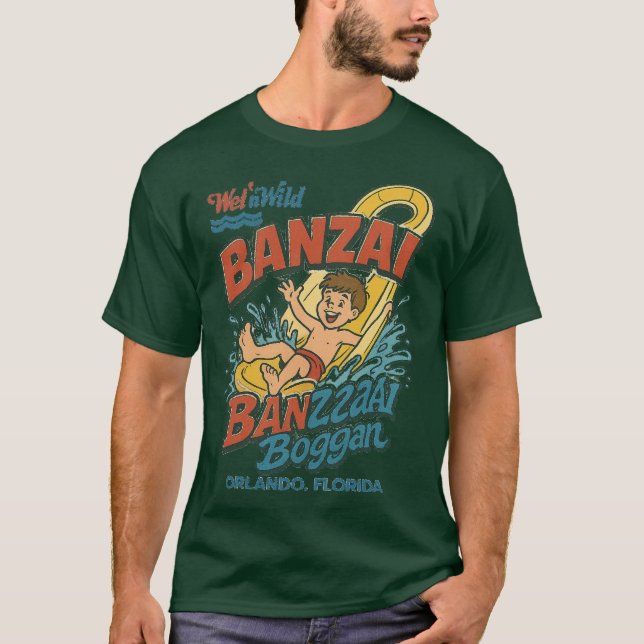 Retro 80er Wasserpark BANZAI ORLANDO, FLORIDA T-Shirt (Vorderseite)
