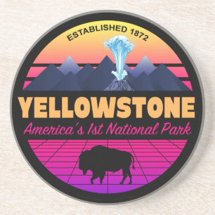 RETRO 80er YELLOWSTONE NATIONALPARK VAPORWAVE Getränkeuntersetzer