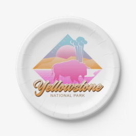 RETRO 80er YELLOWSTONE NATIONALPARK VAPORWAVE Pappteller