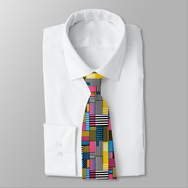 Retro 80s Custom Tie – Elegant Fashion Krawatte (Gebunden)