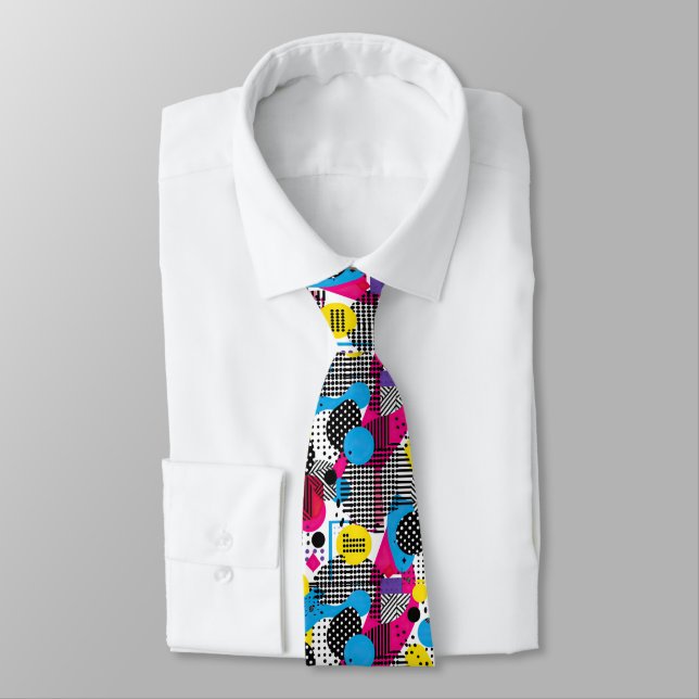 Retro 80s Custom Tie – Elegant Fashion Krawatte (Gebunden)