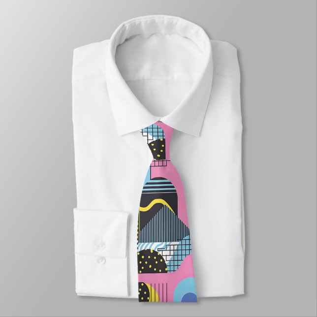 Retro 80s Custom Tie – Elegant Fashion Krawatte (Gebunden)