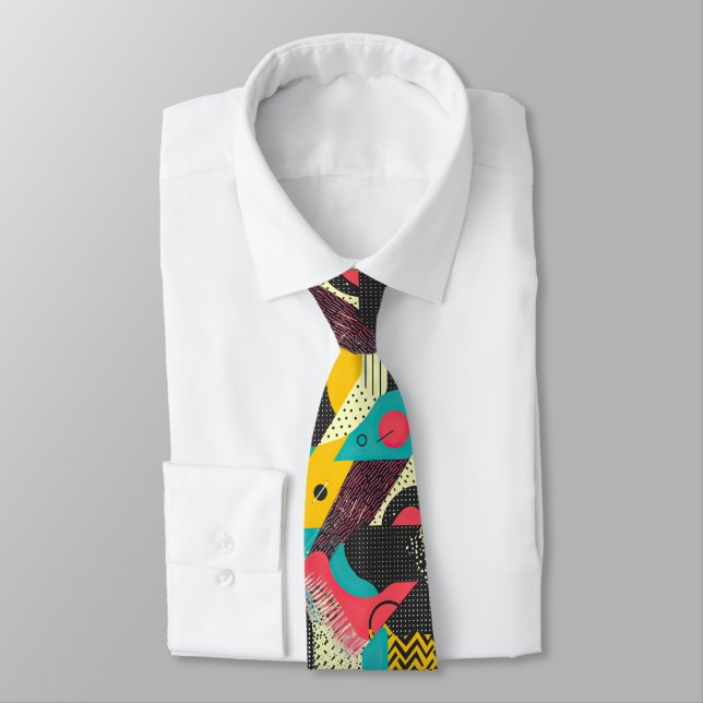 Retro 80s Custom Tie – Elegant Fashion Krawatte (Gebunden)