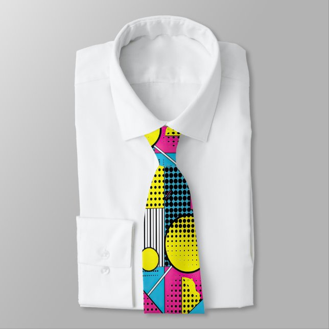 Retro 80s Custom Tie – Elegant Fashion Krawatte (Gebunden)