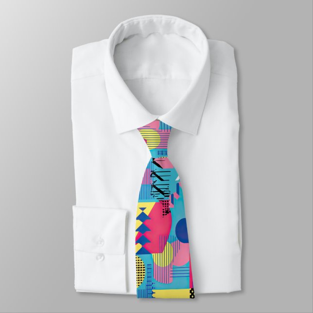 Retro 80s Custom Tie – Elegant Fashion Krawatte (Gebunden)