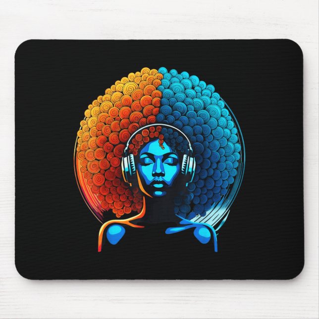 Retro 80s Funk Afro Girl Disco Soul African Americ Mousepad (Vorne)