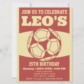 Retro 80's Fußball Geburtstag Einladung
