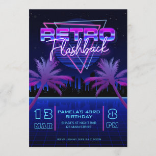 Retro 80's Futuristic Grid Geburtstag Einladung