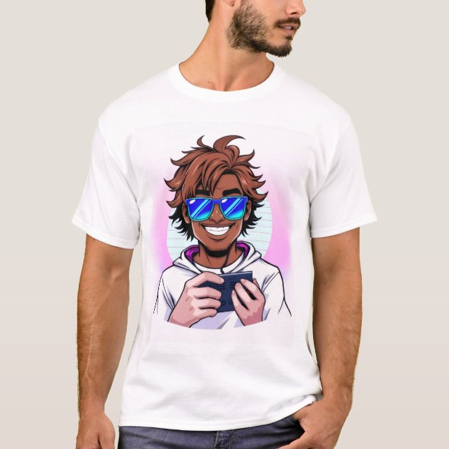 Retro 80s Gamer – Vaporwave Style Vector T-Shirt  (Vorderseite)