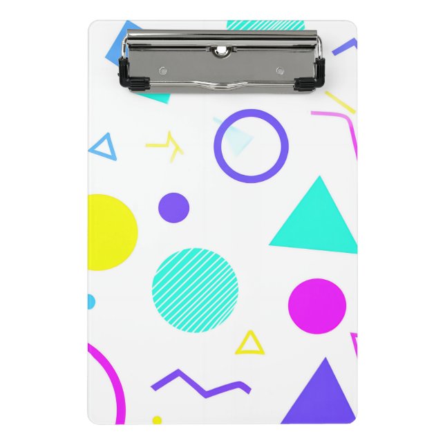 Retro 80s Memphis Geometric Pattern Mini Klemmbrett (Vorderseite)