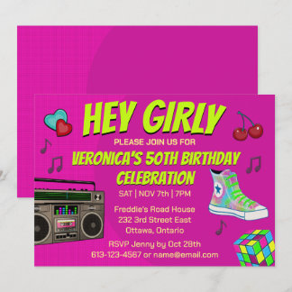 Retro 80's neon Geburtstag Einladung