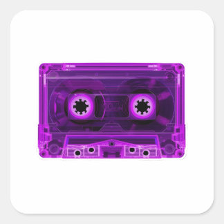 Retro 80s Neon Purple Transparent Cassette Tape Di Quadratischer Aufkleber
