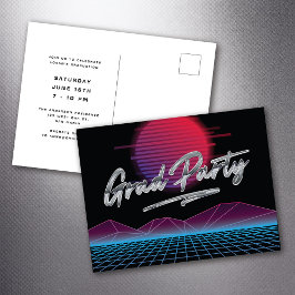 Retro 80's New Wave Abschluss Grad Party Einladung Postkarte