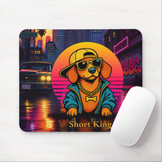 Retro 80s Short King Dachshund Mouse Pad Mousepad