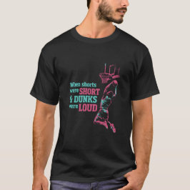 Retro 80s Style Basketball Dunk Illustration T-Shirt
