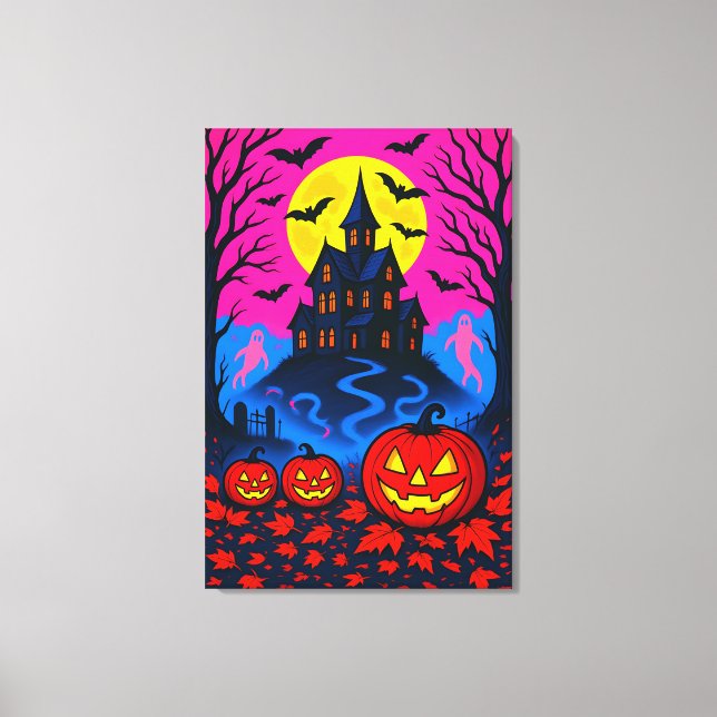 Retro 80s Style Halloween Pop Art Leinwanddruck (Vorderseite)