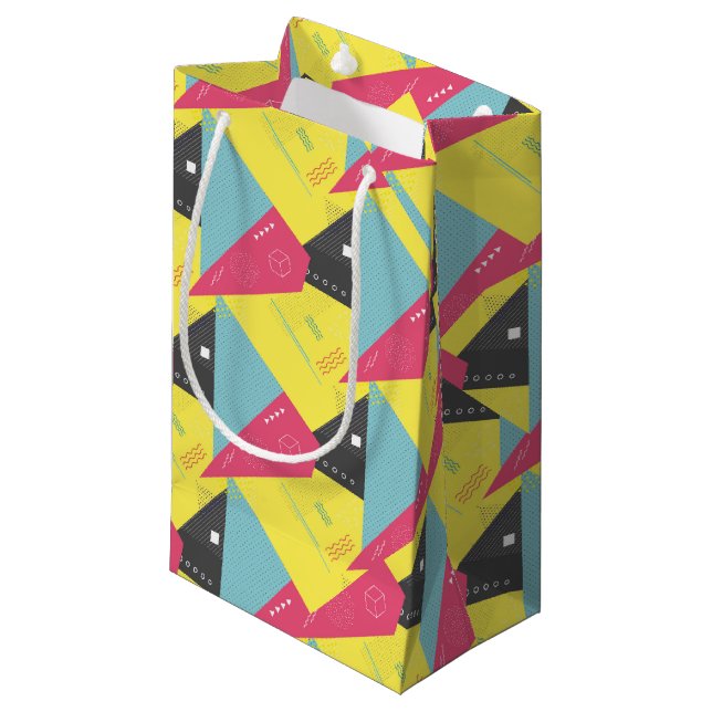Retro 80's Style Paper Gift Bag Kleine Geschenktüte (Vorderseite Schrägansicht)