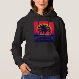 Retro 80s Sunset Palm Tree Synthwave Art Hoodie