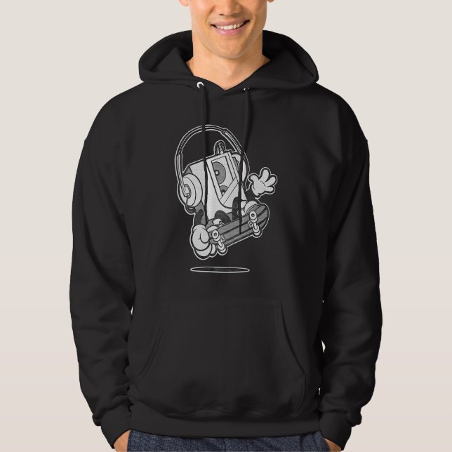 Retro 80's Walkman Skateboard Hoodie (Vorderseite)