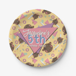 Retro 80's Yellow Baby Hippo Geburtstag Pappteller