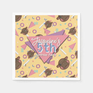 Retro 80's Yellow Baby Hippo Geburtstag Serviette