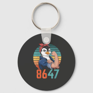 Retro 8647 ist es 2028, aber gegen Trump Pinguin Schlüsselanhänger