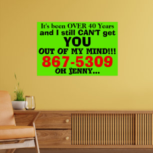 Retro 867 5309 Generische Jenny-Nummer 80er Grün R Poster