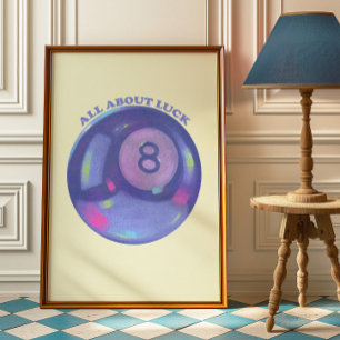 Retro 8 Ball Druck Glücksmagieball Wandposter  Poster