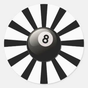 RETRO 8 BALL RUNDER AUFKLEBER