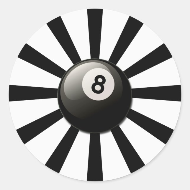 RETRO 8 BALL RUNDER AUFKLEBER (Vorderseite)