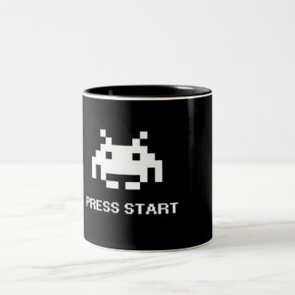 Retro-8-Bit-Arcade-Press-Start-Gamer-Zweifarben-Ta Zweifarbige Tasse