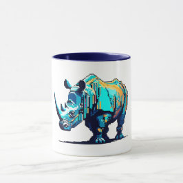 Retro 8-Bit Arcade Rhinoceros Pixel Art Geek Tasse
